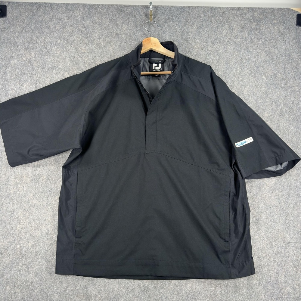 FootJoy DryJoys HydroLite Windbreaker Jacket Mens Large Black Short Sleeve Golf